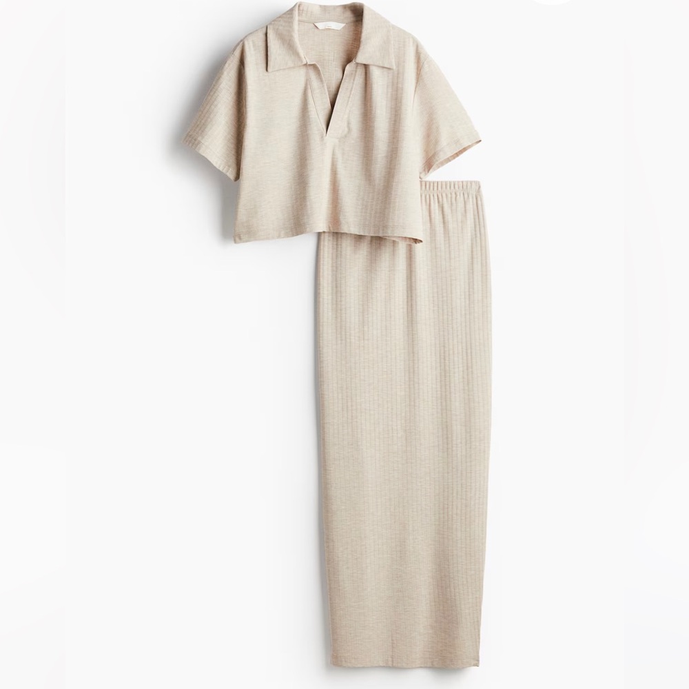 Maternity Beige Two-Piece Set